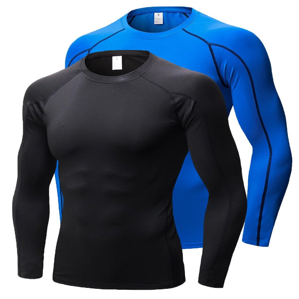 Men's Compression Shirts Long Sleeve, Base-Layer Quick Dry Workout T Shirts Sports Running Tops for Gym