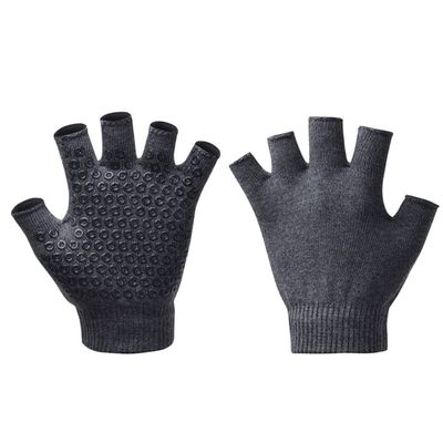Adoolla Non-Slip Yoga Gloves for Women, Fingerless Yoga Gloves with Silicone Dots, Grey