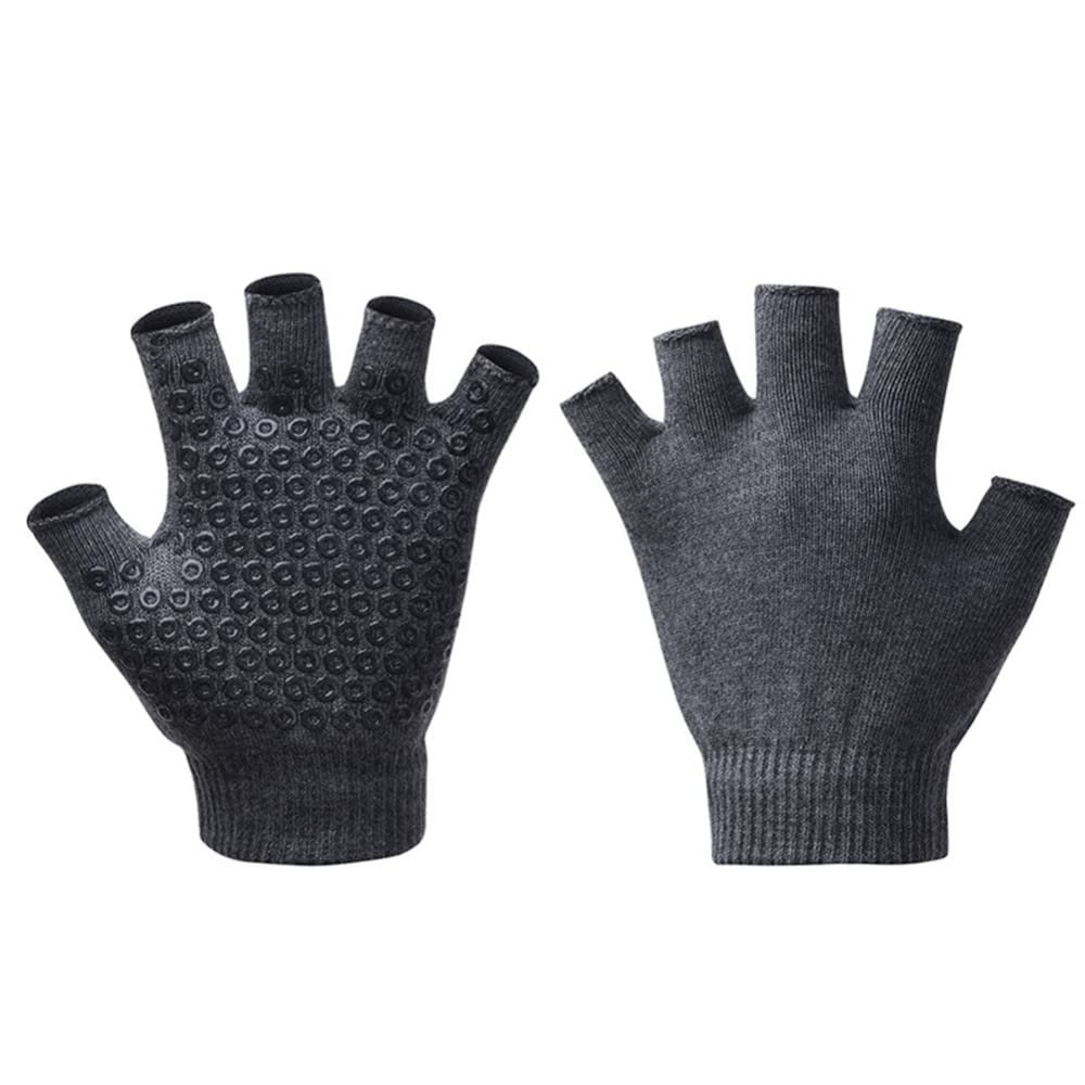 Adoolla Non-Slip Yoga Gloves for Women, Fingerless Yoga Gloves with Silicone Dots, Grey