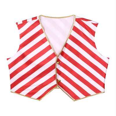 Agoky Men's Santa Vest Tops Sleeveless Open Front Cardigan with Buttons Waistcoat Tank Top Red&White X-Large
