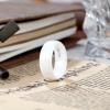 King Will White Ceramic Wedding Rings for Men Women -8mm Width with Brushed Step Edge Design Engagement Wedding Band Comfort Fit 8 view 2