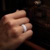 King Will White Ceramic Wedding Rings for Men Women -8mm Width with Brushed Step Edge Design Engagement Wedding Band Comfort Fit 8 view 4