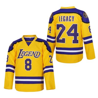 LEGEND 8 LEGACY24 Men's Legend 8 24 Movie Ice Hockey Jersey Stitched (Yellow,XXL)