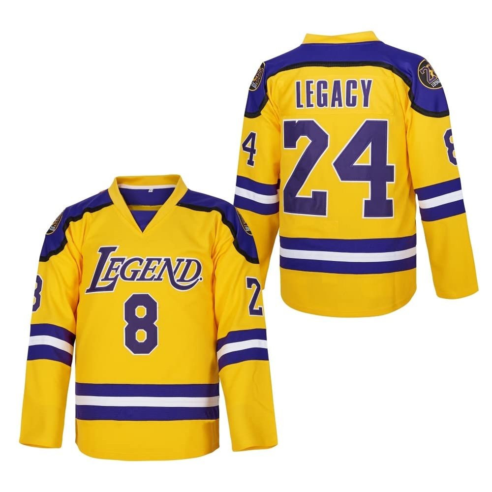 LEGEND 8 LEGACY24 Men's Legend 8 24 Movie Ice Hockey Jersey Stitched (Yellow,XXL)
