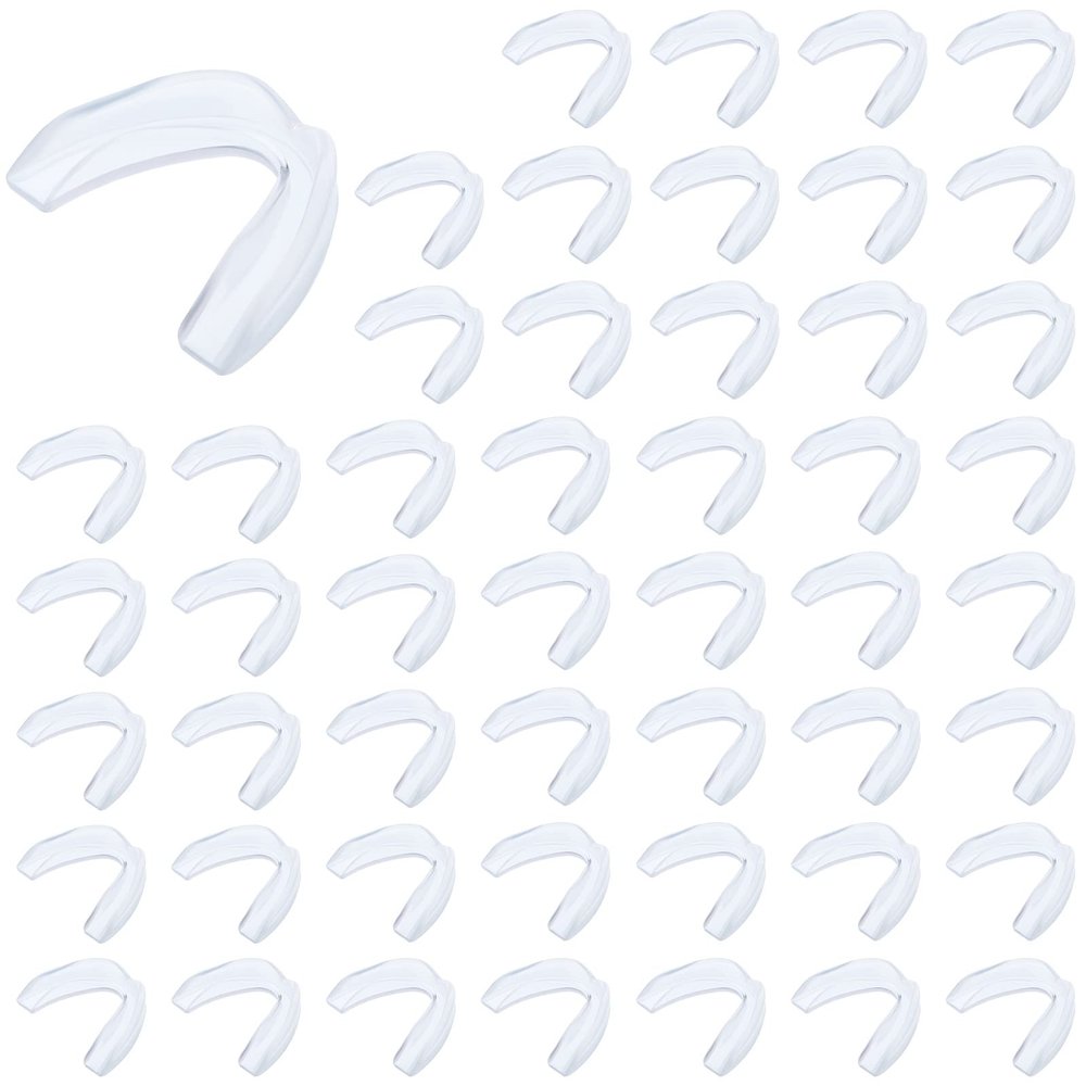 Kathfly 50 Pcs Football Mouth Guards Bulk Sports Mouth Pieces Protection Silicone Athletic Braces Football Accessories Teeth Armor Adult Teenager Teeth Armor for Boxing Basketball Hockey(Clear)