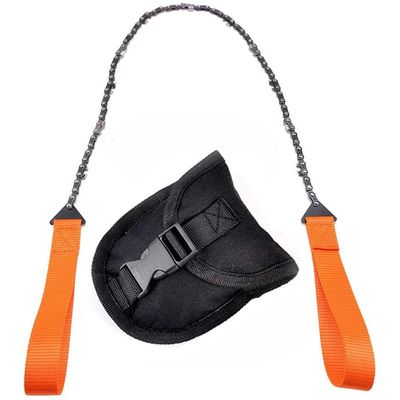 Pocket Chainsaw Outdoor Survival Gear Folding Chain Hand Saw for Camping Hunting Tree Cutting Hiking with Carrying Pouch