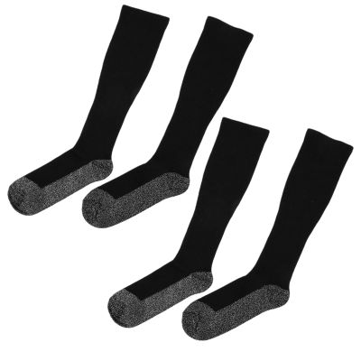 Heated Socks for Men Women Rechargeable Washable 2pairs Sports Compression Socks Constant Temperature Heated Aluminized Fiber Foot Warmer(Long) , Sports Compression Socks Heated Socks Aluminized F