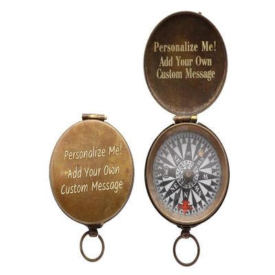 Solid Brass Compass Personalised Gifts for Men with Engraved Message, Graduation, Birthday & Romantic Gifts for Son, Father to Son