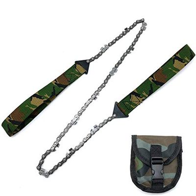 Pocket Chain Hand Saw for Wood Cutting Outdoor Hiking Camping Survival Gear Garden Work with Carrying Pouch