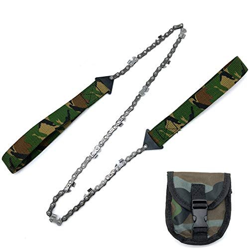 Pocket Chain Hand Saw for Wood Cutting Outdoor Hiking Camping Survival Gear Garden Work with Carrying Pouch