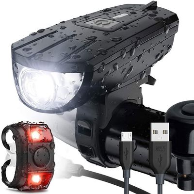 XARONF Bike Lights Front and Back, Bright USB Rechargeable Bike Light Set, 3 Modes Waterproof Bike Headlight Taillight for Cycling Road Mountain