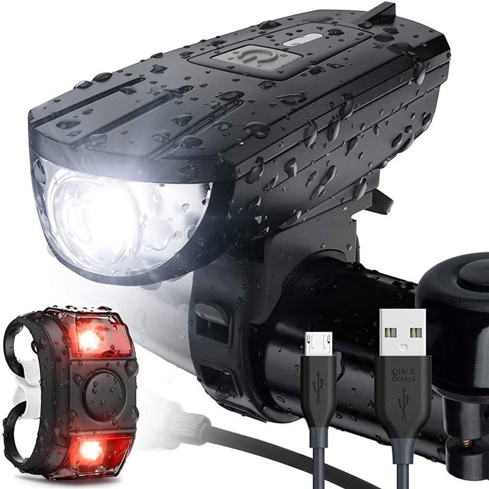 XARONF Bike Lights Front and Back, Bright USB Rechargeable Bike Light Set, 3 Modes Waterproof Bike Headlight Taillight for Cycling Road Mountain