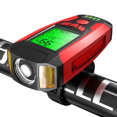 XARONF Bike Lights, USB Rechargeable, Super Bright Front Headlight Bicycle Light, 5 Light Modes, with Speedometer Calorie Counter for Road Mountain Cycling (Color : Red)