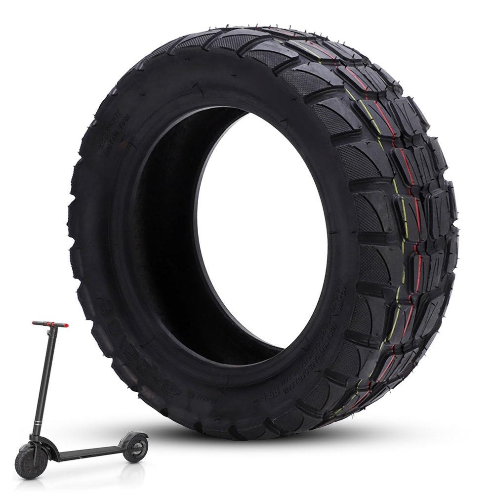 10 Inch Electric Scooter Tire, 90/55-6 Off Road Vacuum Tire, Explosion-proof Rubber Solid Tubeless Wheels Front Rear Black Scooter Tyre Replacement