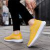 HINDOLA Women's Mesh Walking Shoes Rhinestone Glitter Slip On Ballroom Jazz Latin Dance Sock Sneakers Casual Shoes Yellow view 3