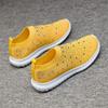 HINDOLA Women's Mesh Walking Shoes Rhinestone Glitter Slip On Ballroom Jazz Latin Dance Sock Sneakers Casual Shoes Yellow view 4