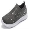 HINDOLA Women's Mesh Walking Shoes Rhinestone Glitter Slip On Ballroom Jazz Latin Dance Sock Sneakers Casual Shoes Grey view 1