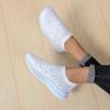HINDOLA Women's Mesh Walking Shoes Rhinestone Glitter Slip On Ballroom Jazz Latin Dance Sock Sneakers Casual Shoes White view 4