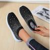 HINDOLA Women's Mesh Walking Shoes Rhinestone Glitter Slip On Ballroom Jazz Latin Dance Sock Sneakers Casual Shoes Black view 4