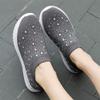 HINDOLA Women's Mesh Walking Shoes Rhinestone Glitter Slip On Ballroom Jazz Latin Dance Sock Sneakers Casual Shoes Grey view 3