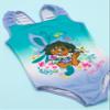 Disney Encanto Swimsuit for Girls | Kids Purple & Blue All in One Floral Swimming Costume| Mirabel Frilly Straps Swimwear view 3