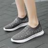 HINDOLA Women's Mesh Walking Shoes Rhinestone Glitter Slip On Ballroom Jazz Latin Dance Sock Sneakers Casual Shoes Grey view 2
