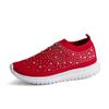 HINDOLA Women's Mesh Walking Shoes Rhinestone Glitter Slip On Ballroom Jazz Latin Dance Sock Sneakers Casual Shoes Red view 1
