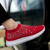 HINDOLA Women's Mesh Walking Shoes Rhinestone Glitter Slip On Ballroom Jazz Latin Dance Sock Sneakers Casual Shoes Red view 3