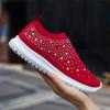 HINDOLA Women's Mesh Walking Shoes Rhinestone Glitter Slip On Ballroom Jazz Latin Dance Sock Sneakers Casual Shoes Red view 4