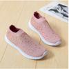 HINDOLA Women's Mesh Walking Shoes Rhinestone Glitter Slip On Ballroom Jazz Latin Dance Sock Sneakers Casual Shoes Pink view 4