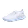 HINDOLA Women's Mesh Walking Shoes Rhinestone Glitter Slip On Ballroom Jazz Latin Dance Sock Sneakers Casual Shoes White view 1