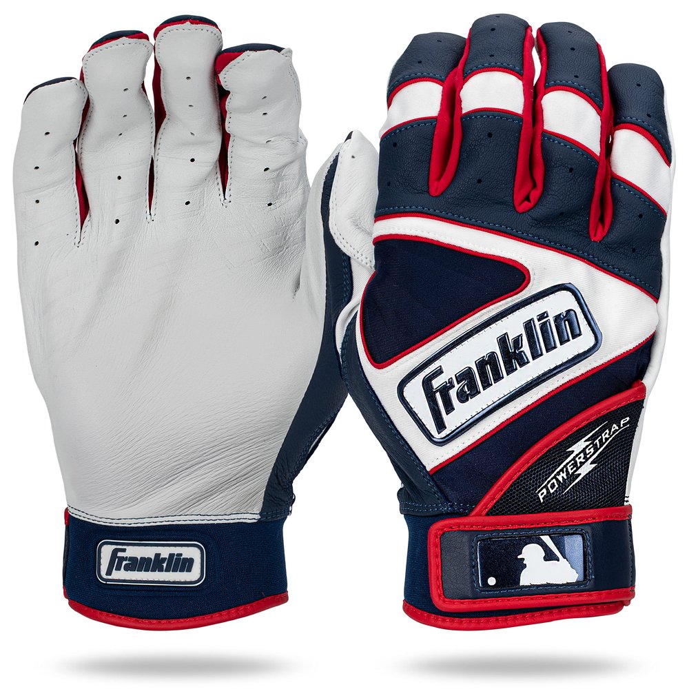 Franklin Sports MLB Batting Gloves - Powerstrap Hi-Lite Adult Men's + Youth Batting Gloves Pair - Baseball + Softball Gear - USA - Adult Large