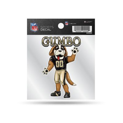 Rico Industries NFL Football New Orleans Saints Mascot 4" x 4" Decal, White