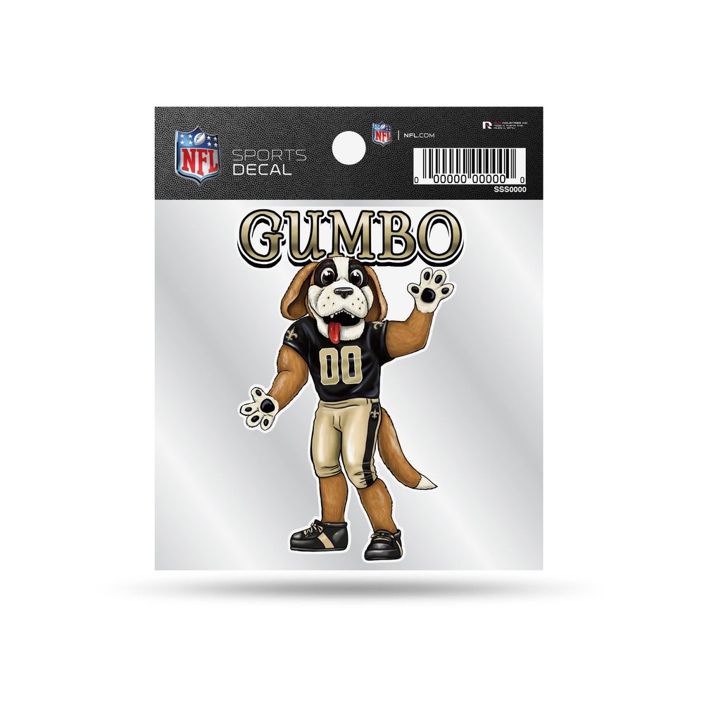 Rico Industries NFL Football New Orleans Saints Mascot 4" x 4" Decal, White