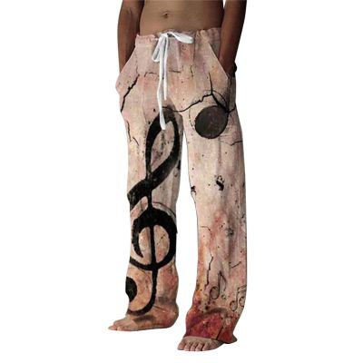 WABEOR Pajama Pants for Men Cotton Linen Yoga Pants Casual Straight Elastic Waist Drawstring Pajamas Loose Lounge Trousers Rose Gold
