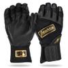 Franklin Sports MLB Batting Gloves - Infinite Powerstrap Baseball + Softball Batting Gloves - Durable Full Wrap Cage Practice Gear - Long Cuff Wrist + Heavy Duty Leather - Adult Large - Black + Gold view 1