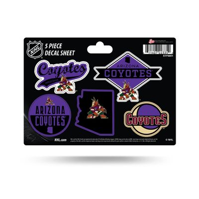 Rico Industries NHL Arizona Coyotes 5-PC Sticker Sheet 5 Pack Decal Sheet 6" x .25"