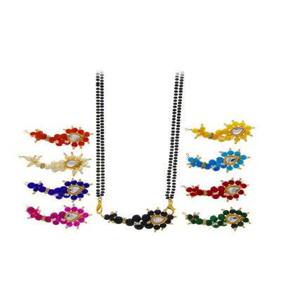 Gold Finish Metal 9 Colour of Navratri Special Stylish Multicolour Combo Mangalsutra for Women By Indian Collectible