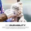 Franklin Sports MLB Batting Gloves - Infinite Powerstrap Baseball + Softball Batting Gloves - Durable Full Wrap Cage Practice Gear - Long Cuff Wrist + Heavy Duty Leather - Adult Large - White + Gold view 3