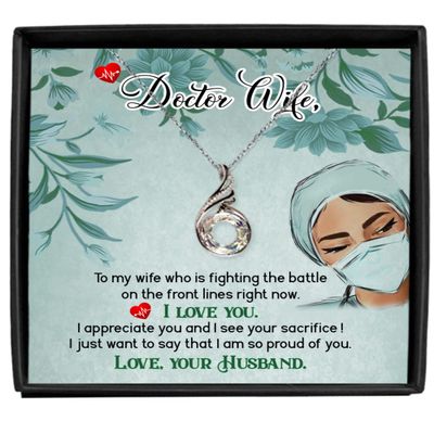 zapbest Rising Phoenix Necklace Luxury Box To My Doctor Wife, Anniversary Necklace For Doctor Wife, Birthday Necklace For Doctor Wife, From Husband, Ris