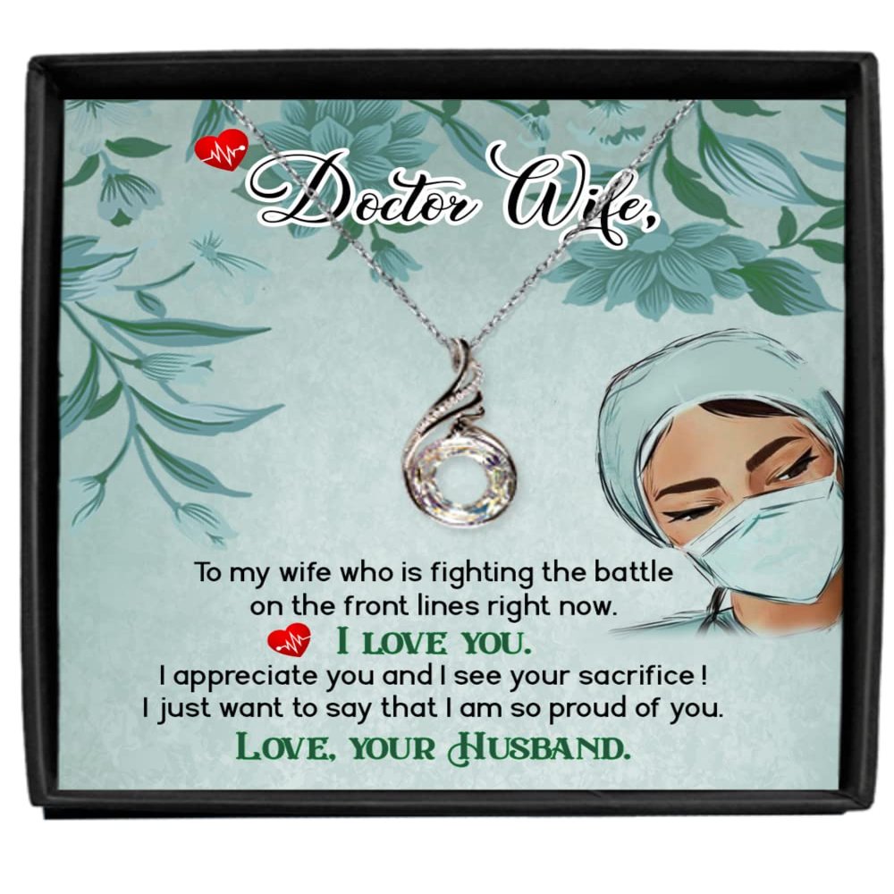 zapbest Rising Phoenix Necklace Luxury Box To My Doctor Wife, Anniversary Necklace For Doctor Wife, Birthday Necklace For Doctor Wife, From Husband, Ris