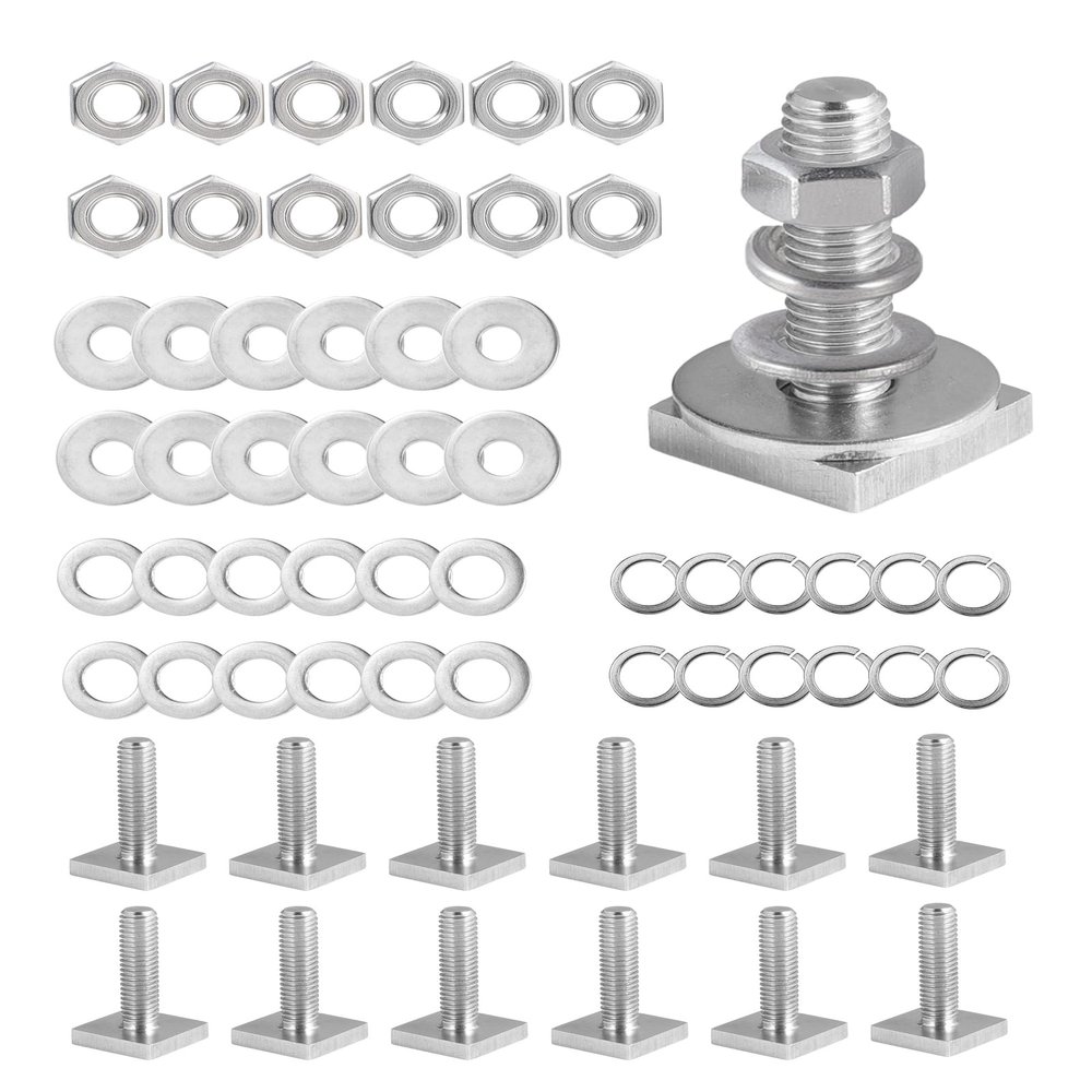 T Slot Bolts for Roof Rack Cross Bars, Platform, Cargo Basket, Stainless Square T Track Bolt Adapter to Secure Bike/Ski/Kayak Rack, Solar Panel, Awning, M8x30mm, 4mm Thickness