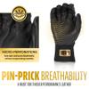 Franklin Sports MLB Batting Gloves - Infinite Powerstrap Baseball + Softball Batting Gloves - Durable Full Wrap Cage Practice Gear - Long Cuff Wrist + Heavy Duty Leather - Adult Medium - Black + Gold view 2