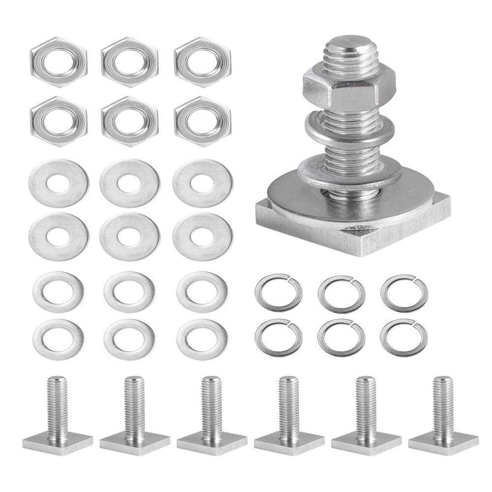T Slot Bolts for Roof Rack Cross Bars, Platform, Cargo Basket, Stainless Square T Track Bolt Adapter to Secure Bike/Ski/Kayak Rack, Solar Panel, Awning, M8x30mm, 4mm Thickness