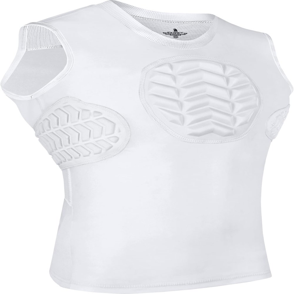 Exxact Sports Youth Baseball Chest Protector, Padded Sternum Rib Heart Guard Shirt, Softball Chest Protector Girls Youth (White Chest & Rib Protector, YM)