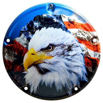 Custom Aluminum 5 Hole Twin Cam Derby Clutch Cover for Harley Davidson - Mountain Eagle (Glossy, 1999-2015 Touring & Trike Models)