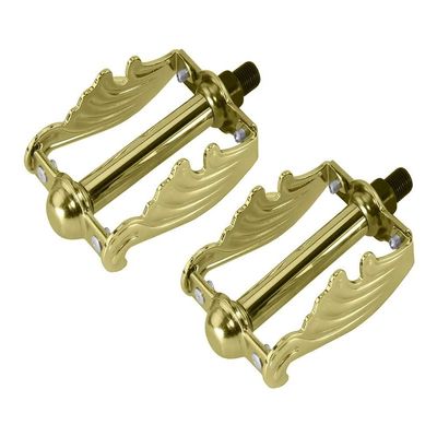 ALTALINE Bicycle Steel Plated Twisted Lowrider Wing Style Bike Pedals Multiple Colors (Gold)