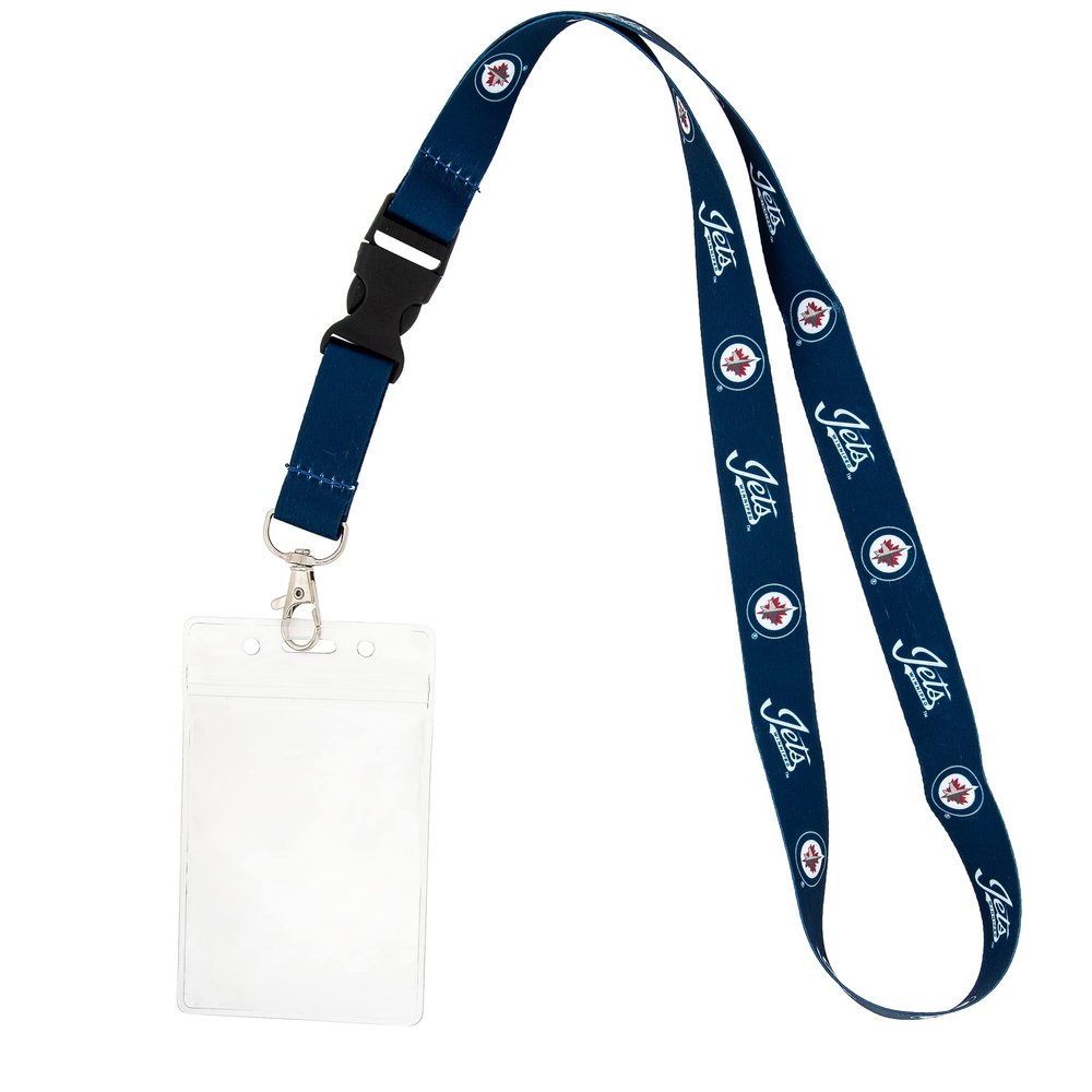 Desert Cactus Winnipeg Jets Lanyard NHL National Hockey League Car Keys ID Badge Holder Lanyard Keychain Buckle (Dark Blue with Pouch)