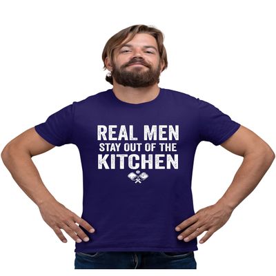 5X-Large Purple Mens Real Men Stay Out of The Kitchen Pickleball Funny T-Shirt