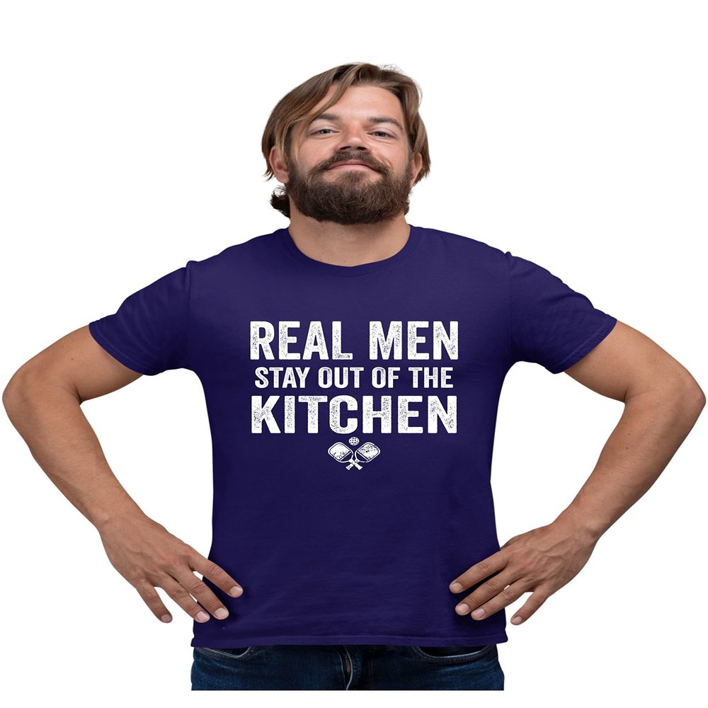 5X-Large Purple Mens Real Men Stay Out of The Kitchen Pickleball Funny T-Shirt